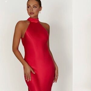 Meshki Red Backless Dress Large